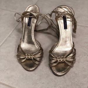 Gold Ralph Lauren collection strappy sandals